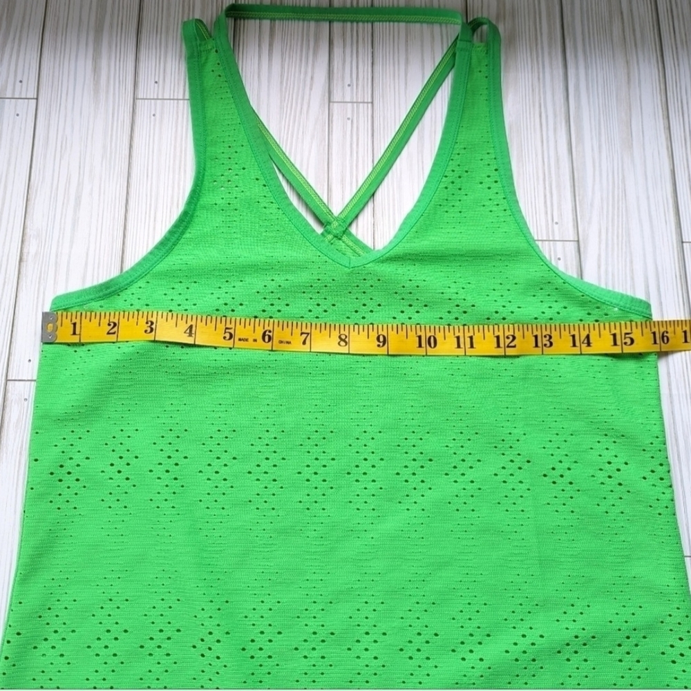 Athleta Neon Green Laser Cut Racerback Crisscross Strap Tank Top Small - Picture 5 of 9